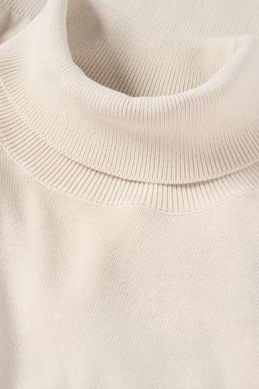 Bărbați - Pulover cu guler rulat - bej deschis