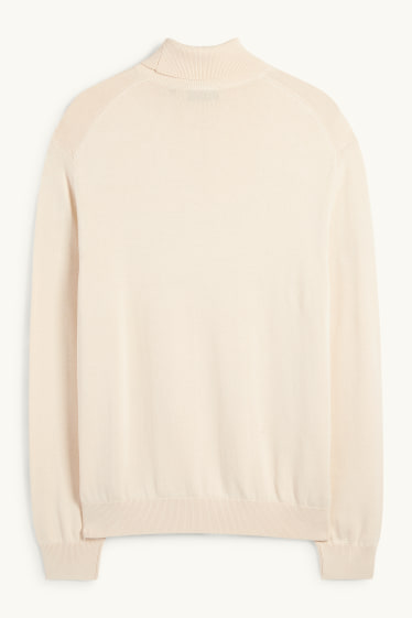 Bărbați - Pulover cu guler rulat - bej deschis