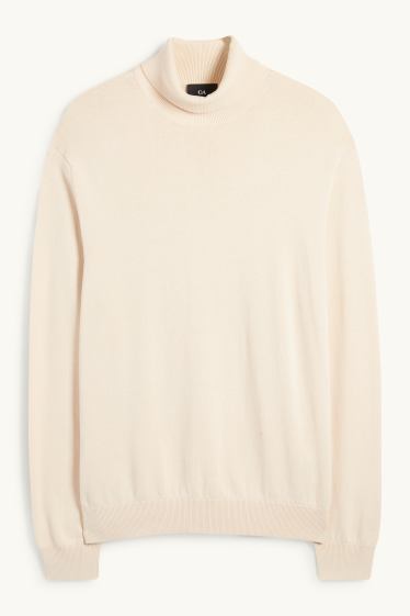Bărbați - Pulover cu guler rulat - bej deschis