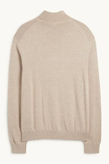 Herren - Rollkragenpullover - beige