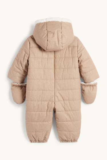 Baby Boys - Teddy bear - baby snowsuit with hood - light brown
