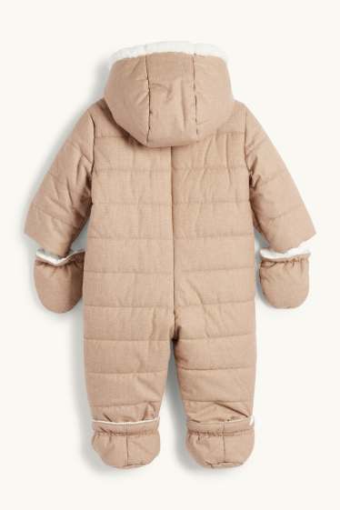Baby Boys - Teddy bear - baby snowsuit with hood - light brown