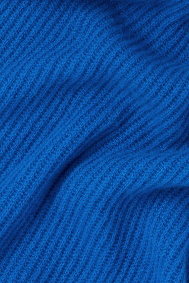 Dames - Sjaal van kasjmier - geribd - blauw