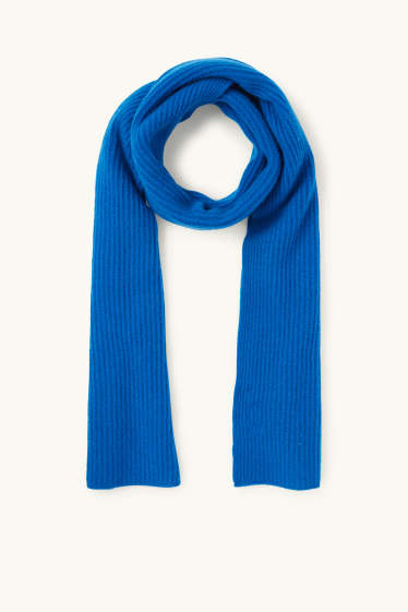 Dames - Sjaal van kasjmier - geribd - blauw