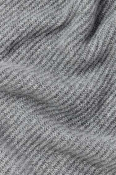 Women - Cashmere scarf - ribbed - gray