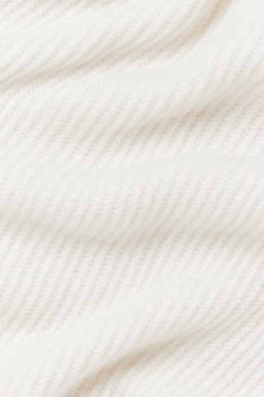 Women - Cashmere scarf - ribbed - cremewhite