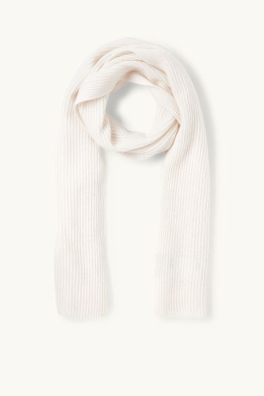 Women - Cashmere scarf - ribbed - cremewhite