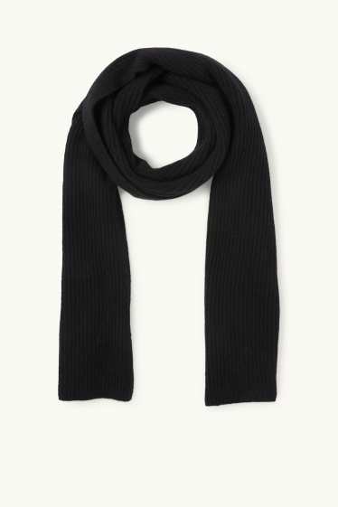 Femei - Șal din cașmir - reiat - negru