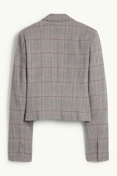 Donna - Blazer business - sciancrato - a quadretti - grigio