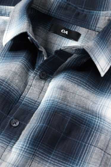 Men - Shirt - regular fit - kent collar - check - dark blue