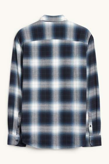 Men - Shirt - regular fit - kent collar - check - dark blue