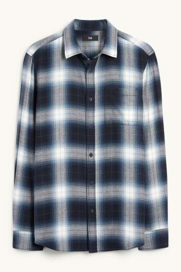 Men - Shirt - regular fit - kent collar - check - dark blue