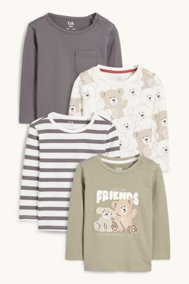 Baby Boys - Multipack of 4 - teddy bear and doggy - baby long sleeve top - green