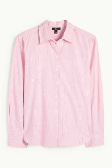 Women - Blouse - striped - rose