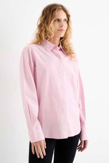Women - Blouse - striped - rose