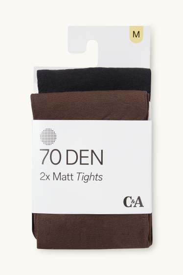 Damen - Multipack 2er - Feinstrumpfhose - 70 DEN - dunkelbraun
