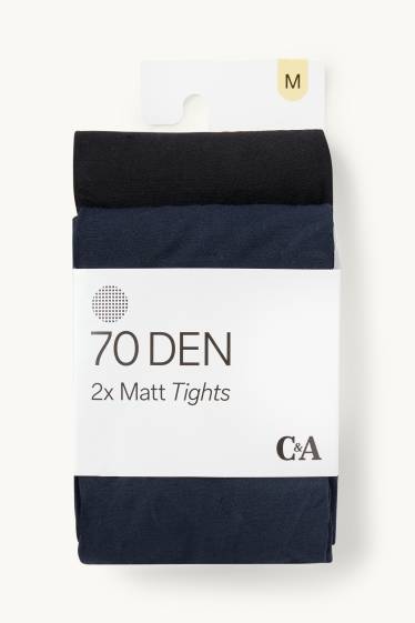 Femmes - Lot de 2 paires - collants fins - 70 DEN - bleu foncé