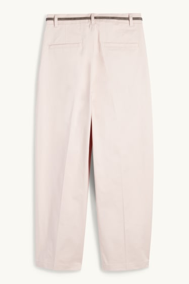 Femmes - Pantalon de toile à ceinture - high waist - barrel leg - rose clair
