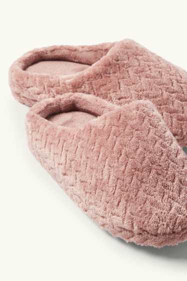 Dames - Pantoffels - met structuur - donker rose