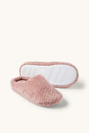 Dames - Pantoffels - met structuur - donker rose