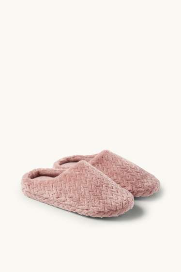 Dames - Pantoffels - met structuur - donker rose