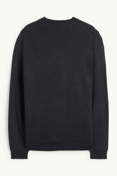 Pánské - Svetr - strukturovaný - tmavomodrá