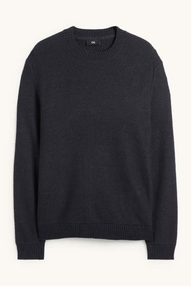 Pánské - Svetr - strukturovaný - tmavomodrá