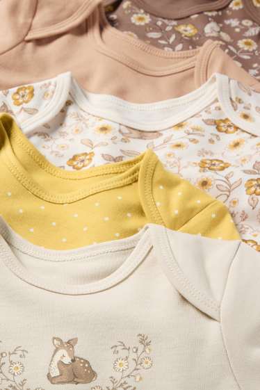 Baby: meisjes - Set van 5 - hertje en bloemetjes - rompertje - bruin
