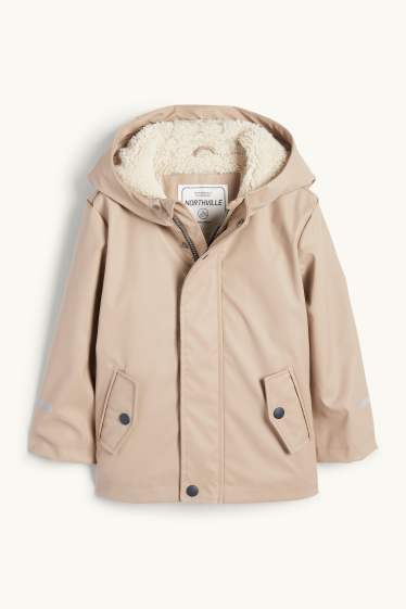 Children Boys - Raccoon - jacket with hood - waterproof - beige