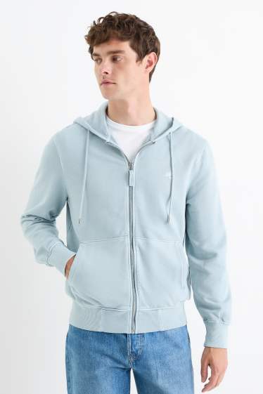 Herren - Sweatjacke mit Kapuze - hellblau
