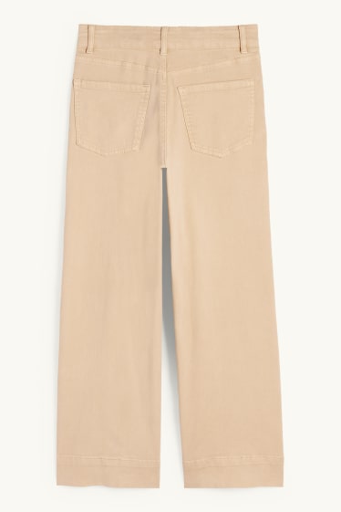 Dames - Pantalon - high waist - wide leg - beige