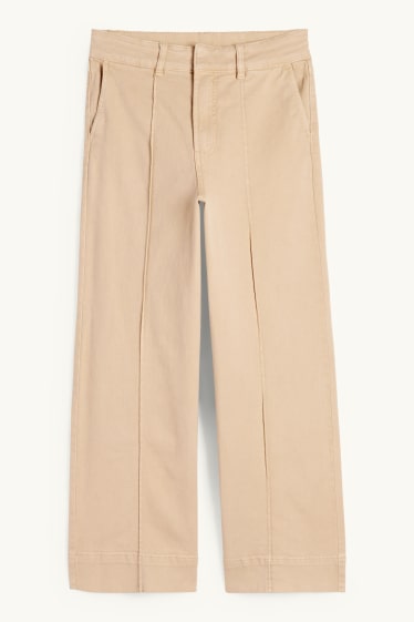Dames - Pantalon - high waist - wide leg - beige
