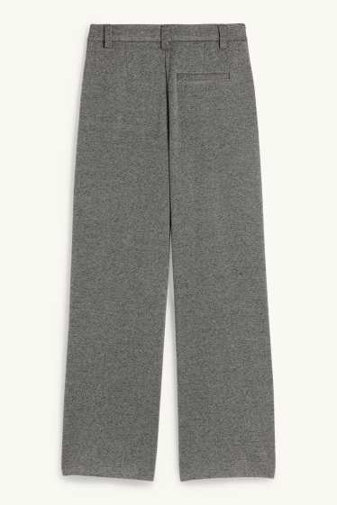 Mujer - Pantalón de jersey - high waist - wide leg - con textura - gris oscuro / blanco