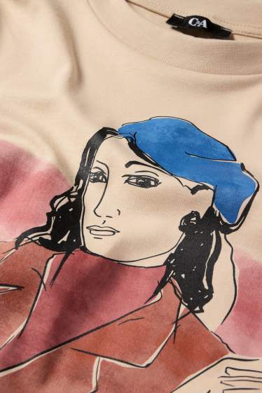 Damen - Langarmshirt - hellbeige