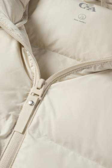 Dames - Jas met stiksels met capuchon - waterafstotend - licht beige