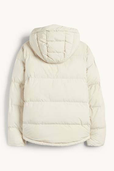 Dames - Jas met stiksels met capuchon - waterafstotend - licht beige