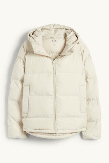 Dames - Jas met stiksels met capuchon - waterafstotend - licht beige