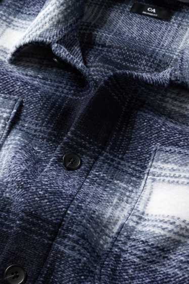 Hommes - Veste-chemise - relaxed fit - col kent - à carreaux - bleu foncé / blanc