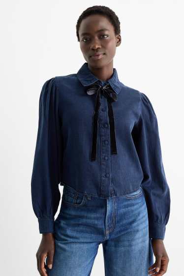 Damen - Jeansbluse - dunkeljeansblau