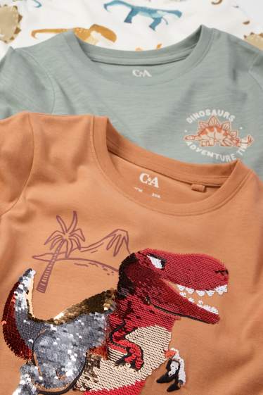 Children Boys - Multipack of 3 - dinosaur - long sleeve top - orange