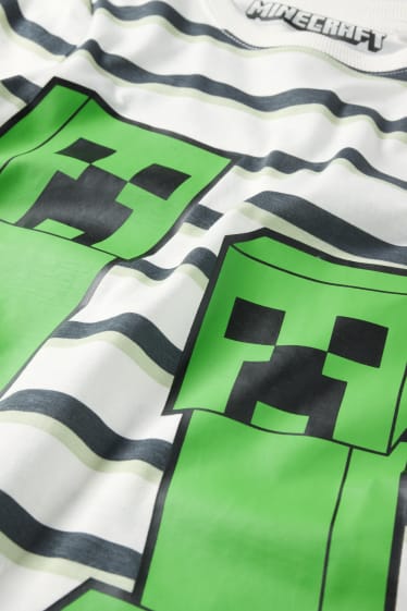 Kinderen: jongens - Minecraft - longsleeve - gestreept - wit / groen