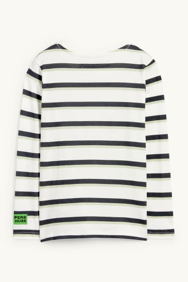 Kinderen: jongens - Minecraft - longsleeve - gestreept - wit / groen