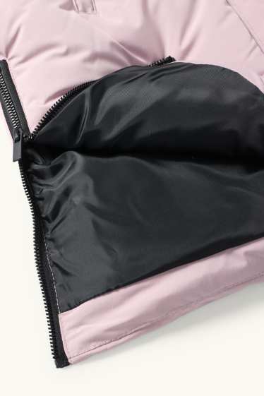 Děti - dívky - Prošívaný kabát s kapucí - z vodoodpudivého materiálu - růžová