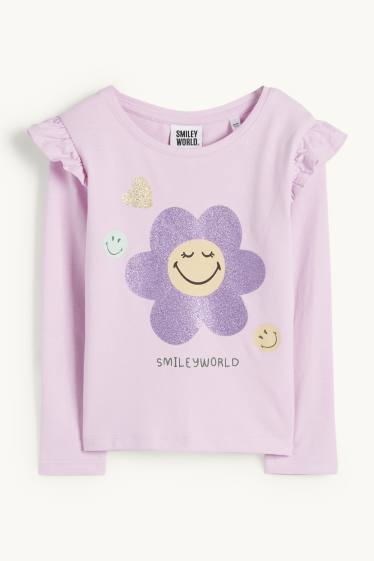 Enfants filles - SmileyWorld® - haut à manches longues - finition brillante - violet clair