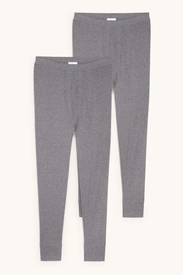 Uomo - Confezione da 2 - calzamaglia intima - a coste fini - grigio