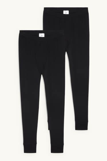 Uomo - Confezione da 2 - calzamaglia intima - a coste fini - nero