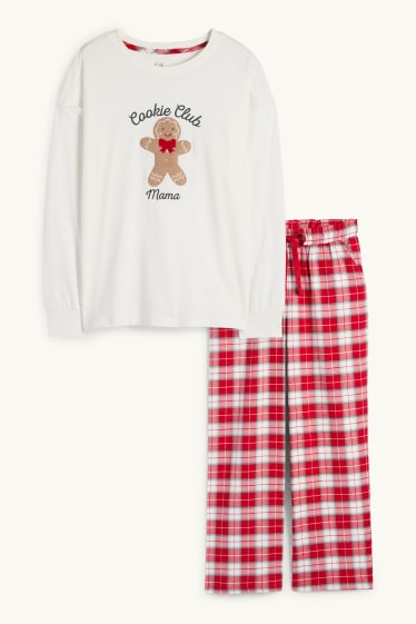 Dona - Mini Me - pijama nadalenc de dona amb pantalons de franel·la - blanc/vermell