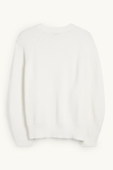 Women - Jumper - ribbed - white