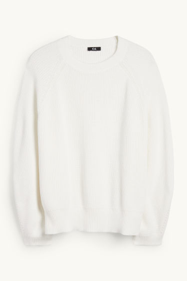 Women - Jumper - ribbed - white