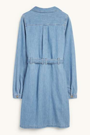 Damen - Jeans-Blusenkleid - jeansblau